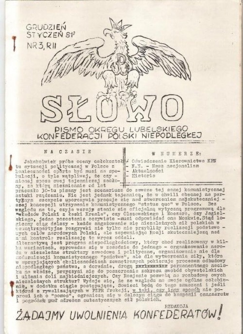 Pismo z lat 1980 - 81, redagowane przez Piotra Opozd, Andrzeja Ruksa i Marka Miszczaka