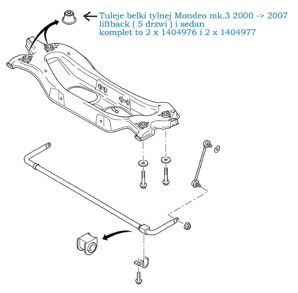 Tuleje belki tylnej tył Ford Mondeo 3 ORYGINALNE