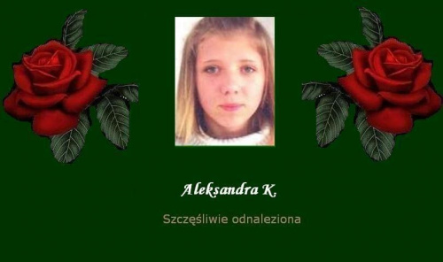 #AleksandraK #SZCZĘŚLIWIEODNALEZIONA #Aktualności #Fiedziuszko #kobieta #odnalezieni #OdnalezionaSzczęśliwie #PomocnaDłoń #PortalNaszaKlasa #SprawaWyjaśniona