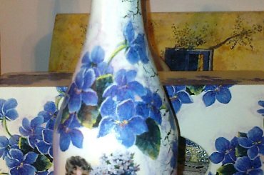 butelka vintage #dekupage #dekupaż #deqoupage #butelka #VintageFiołki #chłopiec