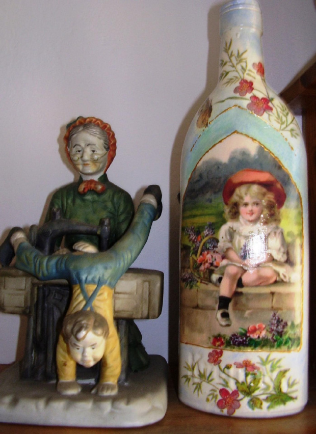 butelka vintage #dekupage #dekupaż #deqoupage #butelka #vintage #dziewczynka