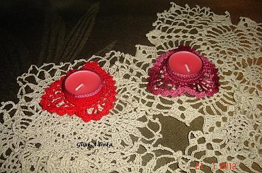 świeczniczki walentynkowe #serce #szydełko #ozdoba