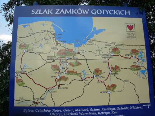 tablica informacyjna--zaprasza na szlak zamków gotyckich na Warmii i Mazurach #Olsztyn