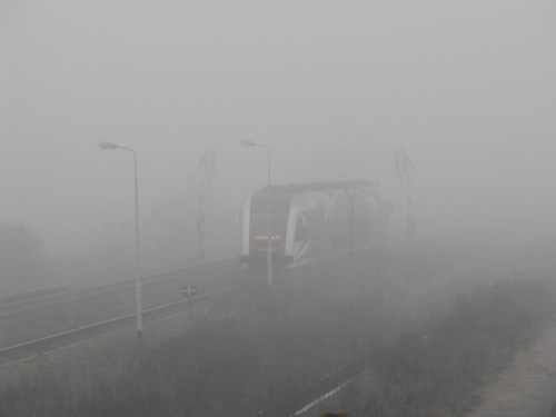 SA133-006, odjeżdżający we mgle do Gorzowa Wlkp., p.o. Sarbiewo, 07/11/2009 #Sarbiewo