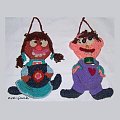 Stefanka i Stefanek .Ozdoby kuchenne wykonane na szydełku.Wysokość każdej 30 cm.