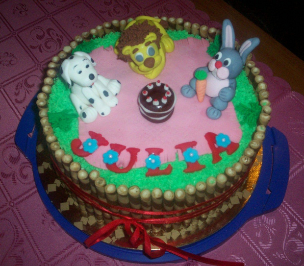 Zwierzątka dla Julci :) #tort #dziewczynka #urodzinowy #animals #zajączek #pies #lew