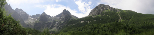 Panorama z Zielonej Doliny Kieżmarskiej od Koziej Turni po Kieżmarskie Szczyty #Góry #Tatry #JagnięcySzczyt