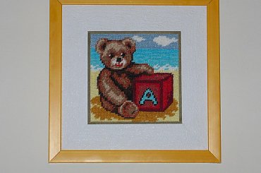 Obrazek do dzieciecego pokoju-"Mis na plazy" #hafty #miniayurki #pokoj #dziecko #zabawki #obrazki