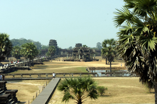 Kambodża - widok na dziedziniec Angkor Wat #Kambodża #Angkor